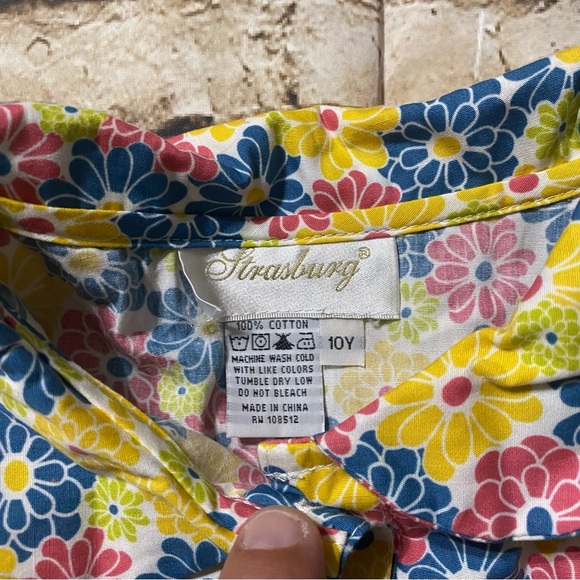Vintage Strasburg Yellow Pink Daisy Floral Hippie Print Button Up Shirt - Picture 4 of 4